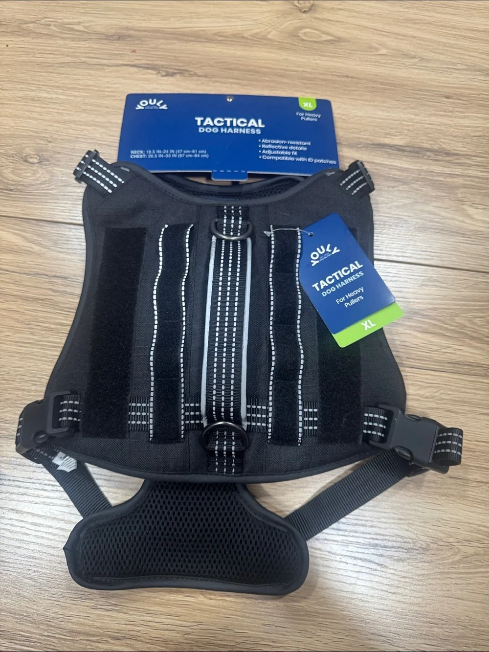 Premium Black Tactical Dog Harness with Reflective Stitching